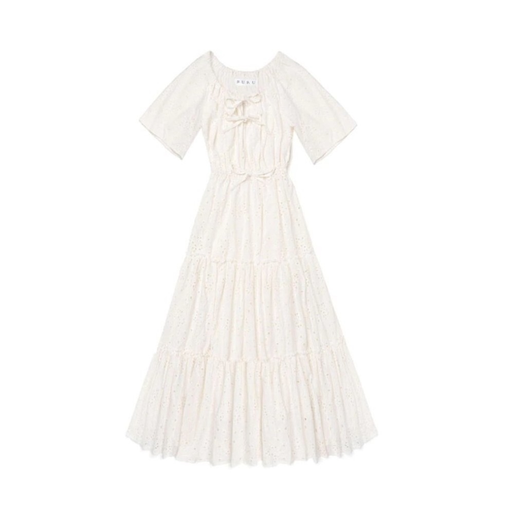 BURU white eyelet maxi dress